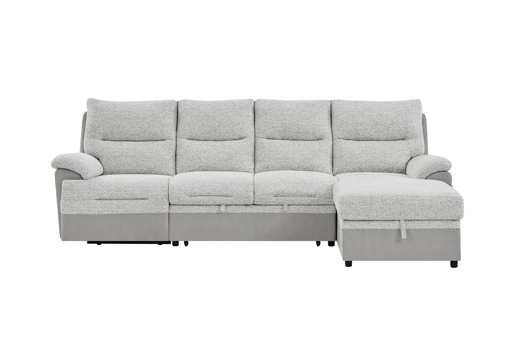 U3822 - Sectional With Pull Out Bed And USB - Light Gray - alternate view 2
