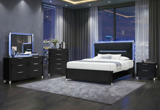 Lando - Queen Bed With Continuous LED - Black - alternate view 2