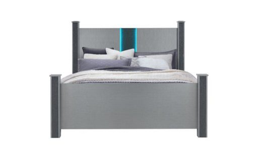 Logan - 5 Piece King Bedroom Set With LED And Speakers - Silver - alternate view 2