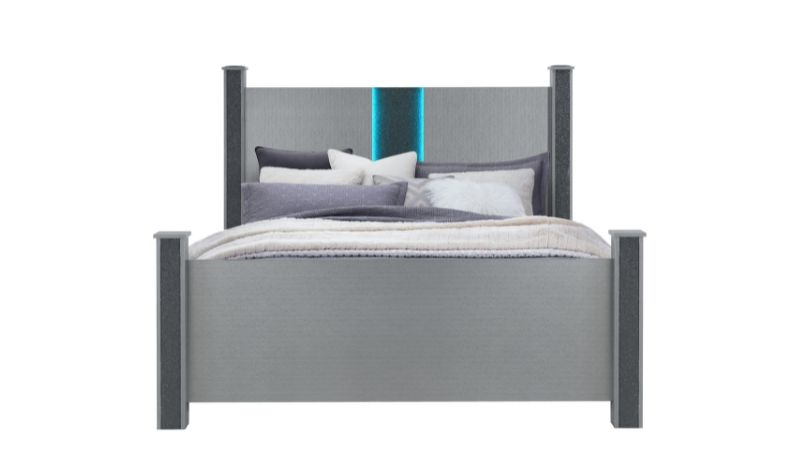 Logan - 5 Piece Queen Bedroom Set With LED And Speakers - Silver - alternate view 2