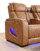 U12 - 3 Piece Power LED Sectional, Power Headrest, Heat, Massage Wireless Charger, And USB - Brown - alternate view 2
