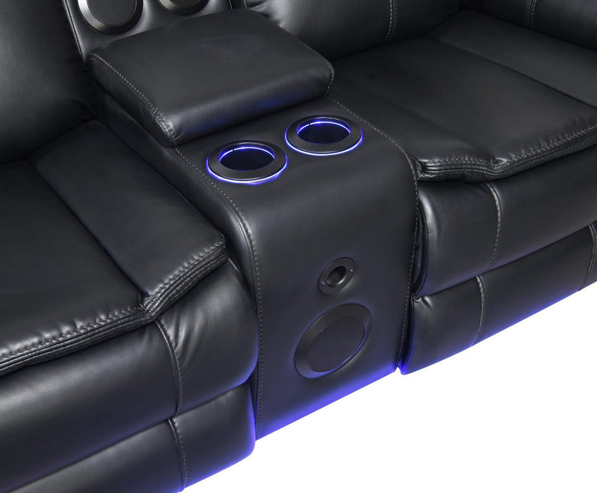U100 - Power Reclining Loveseat With LED Light & Speaker - Black - alternate view 3