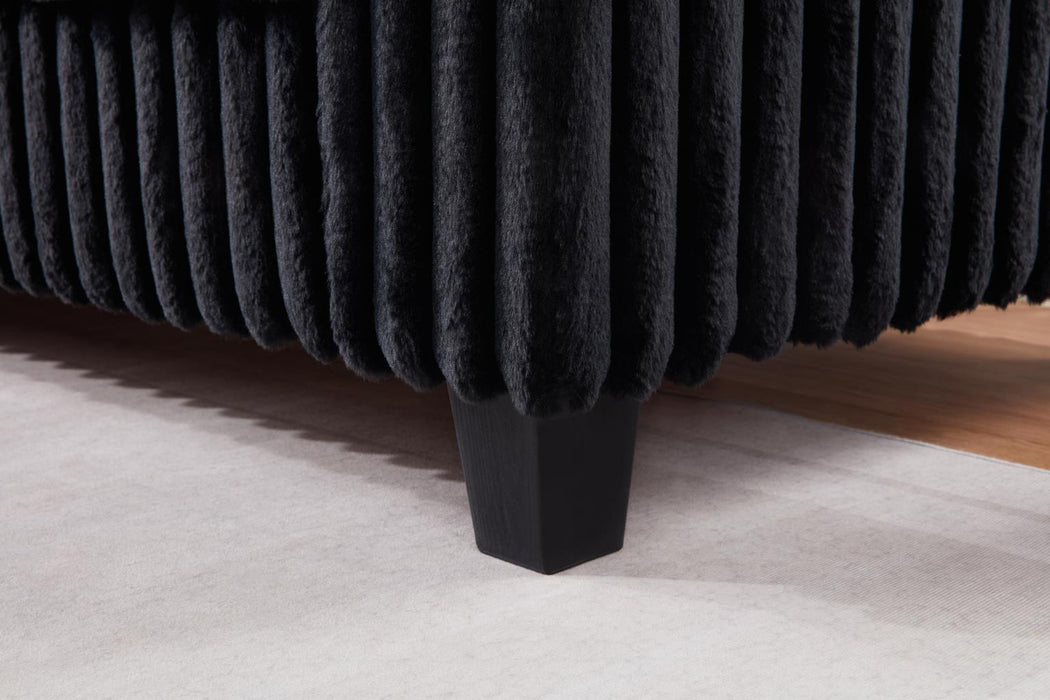 U320 - Corduroy Ottoman - Black - alternate view 2