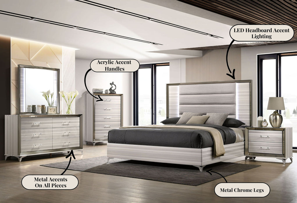 Zambrano - 5 Piece King Bedroom Set - White - alternate view 3