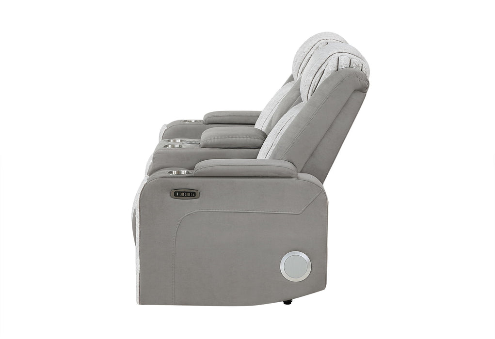 U8000 - Power Reclining Loveseat With Console, Power Headrest, LED Light, Bluetooth Speaker - Gray - alternate view 4