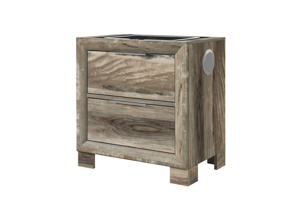 Callie - Nightstand With Wireless Charging Platform And LED Speaker - Brown - alternate view 4