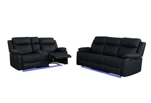 U6026 - 3 Piece Living Room Set (72A Reclining Sofa, Console Reclining Loveseat With LED And Speaker, Glider Recliner) - Black - alternate view 2