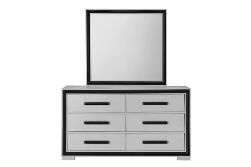 Amelia - 4 Piece King Bedroom Set (King Bed With LED, Dresser, Mirror And Nightstand) - Black / Gray - alternate view 2