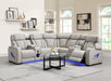 U11 - 3 Piece Power LED Sectional, Power Headrest, Heat, Massage Wireless Charger, And USB - Gray