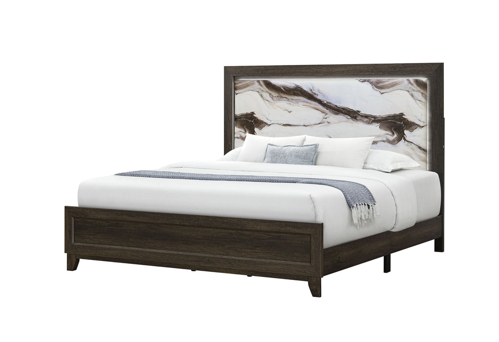 Harmony - Queen Bed With LED - Dark Brown - alternate view 2