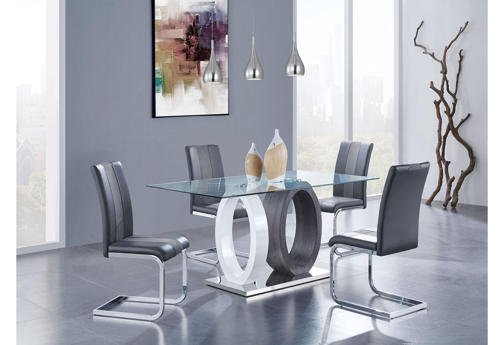 D1628 - Dining Table - Silver / White / Clear - alternate view 3