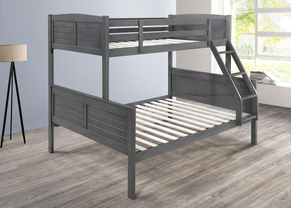S093 - Twin / Full Bunk Bed - Antique Gray - alternate view 2