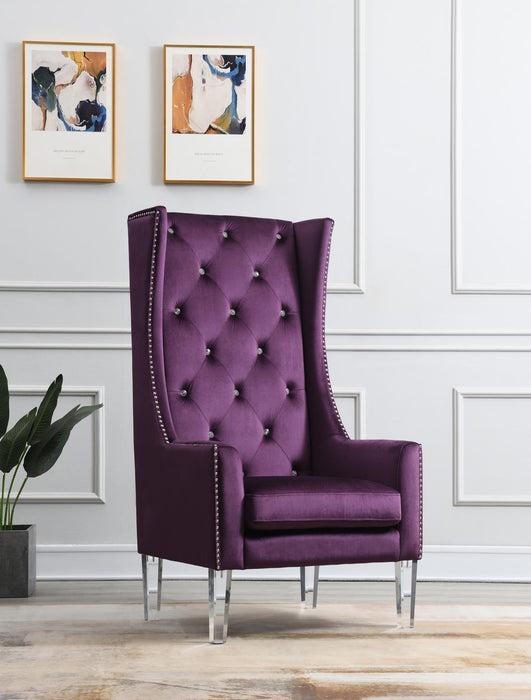 D2091 - High Back Velvet Wing Chair With Acrylic Legs - alternate view 3