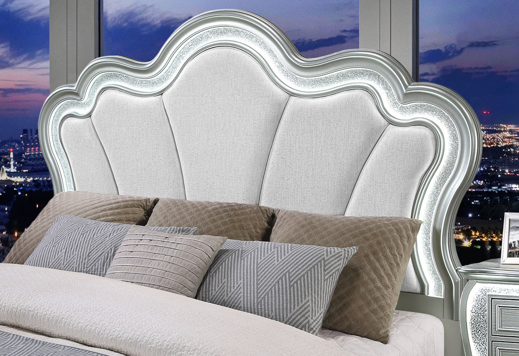 Aria - Queen Bed With LED - Silver - alternate view 3