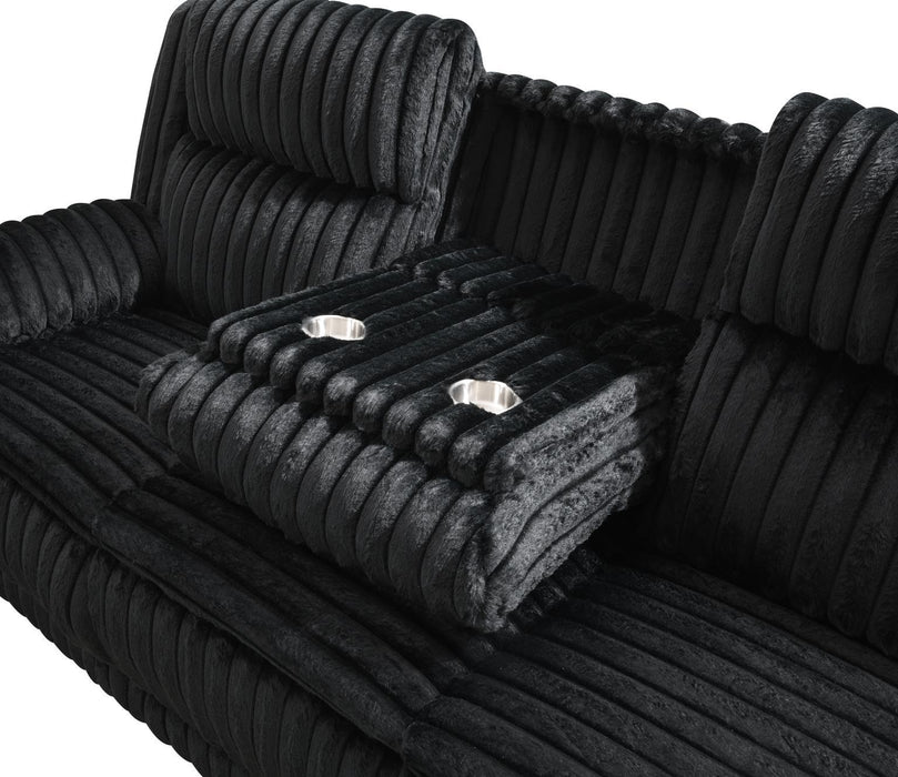 U112 - Corduroy Motion Sofa With Dropdown - Black - alternate view 3