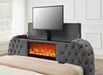 B541 - Velvet Bed With Fireplace, TV Mount & Bluetooth Speaker & USB - alternate view 3