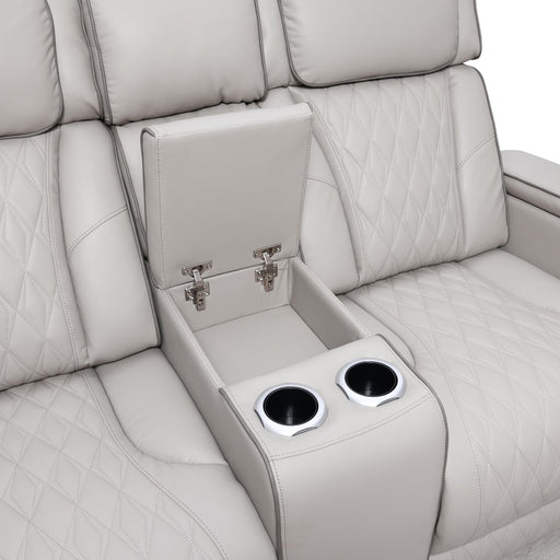 U71 - Power Reclining Loveseat With Power Headrest, Massage, Heat, Ambient Light, Storage Arms / USB And Wireless Charger - Gray - alternate view 2