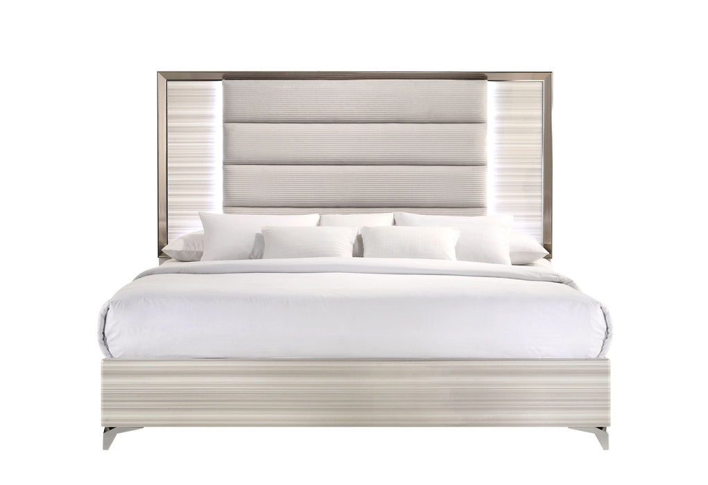 Zambrano - King Bed With LED - White - alternate view 3