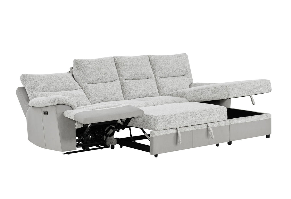 U3822 - Sectional With Pull Out Bed And USB - Light Gray - alternate view 3