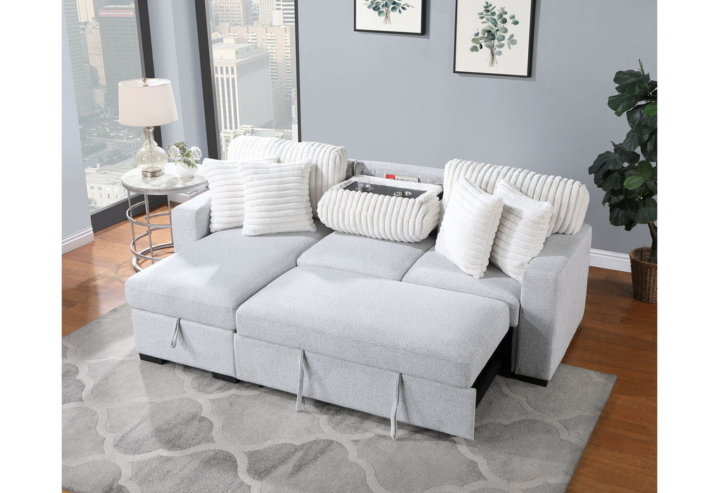 U0204 - Reversible Pullout Sofa Bed - Light Gray / White - alternate view 3