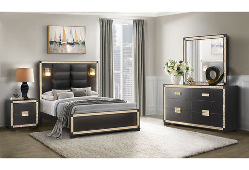 Blake - 5 Piece King Bedroom Set With Lamps - Black / Gold - alternate view 2