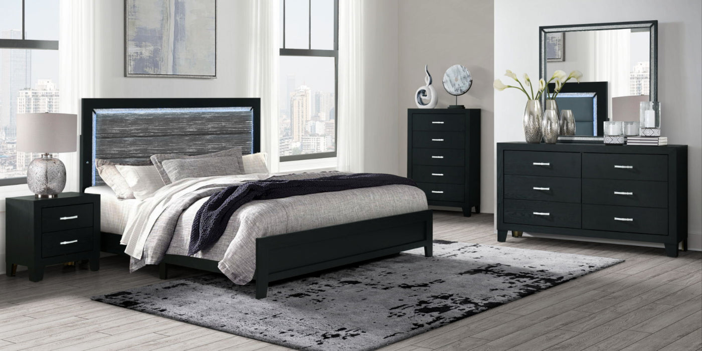 Reid - Queen Bed With LED - Black - alternate view 3