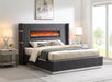 B544 - Velvet Bed With Fireplace & Bluetooth Speaker & USB