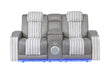 U8000 - Power Reclining Loveseat With Console, Power Headrest, LED Light, Bluetooth Speaker - Gray