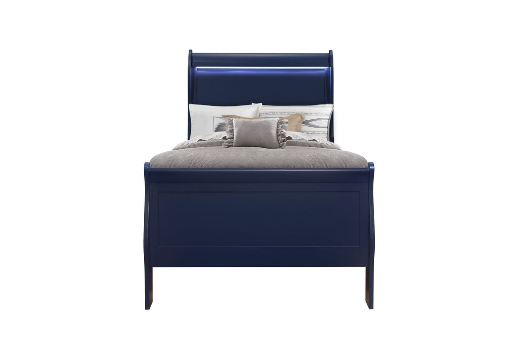 Charlie - 4 Piece Twin Bedroom Set (Twin Bed, Dresser, Mirror, & Nightstand) - Blue - alternate view 3
