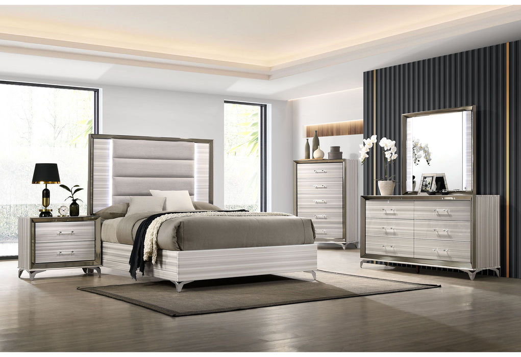 Zambrano - King Bed With LED - White - alternate view 4