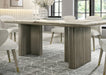 D070 - Oak Rectangular Dining Table With Marble Top - Golden Sand - alternate view 4