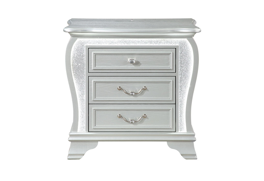 Aria - Nightstand With LED - Silver