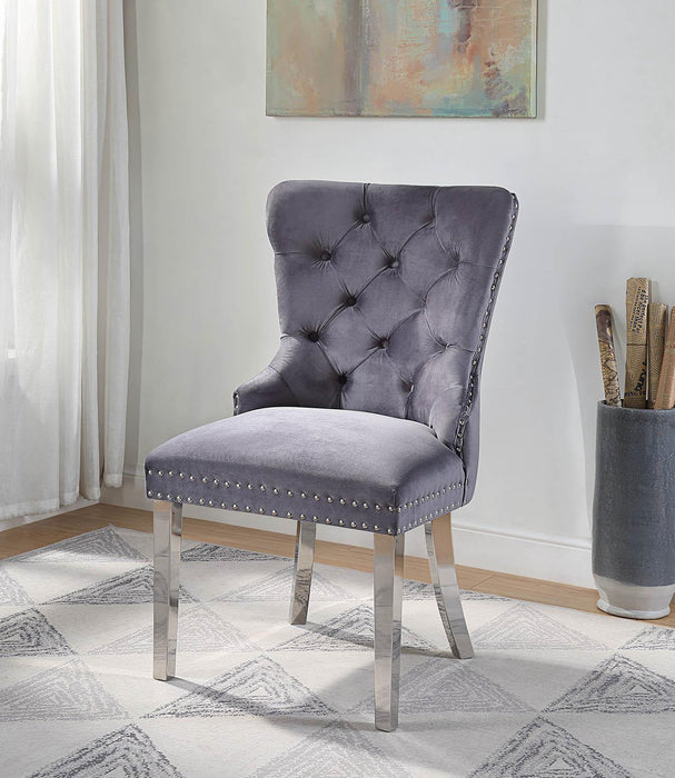 D2082 - Velvet Dining Side Chair With Chrome Legs (Set of 2) - alternate view 3