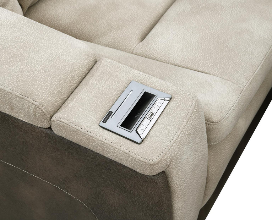 U78 - Power Reclining Chair With Power Headrest, Storage Arms / USB And Wireless Charger - Sand / Brown - alternate view 2