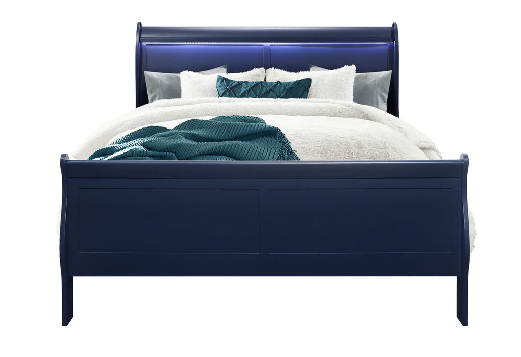 Charlie - 5 Piece Queen Bedroom Set (Bed, Dresser, Mirror, 2 Nightstands) - Blue - alternate view 2