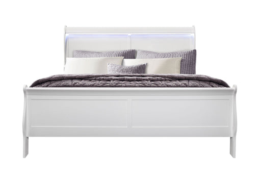 Charlie - 4 Piece King Bedroom Set (King Bed With LED, Dresser, Mirror And Nightstand) - White - alternate view 2