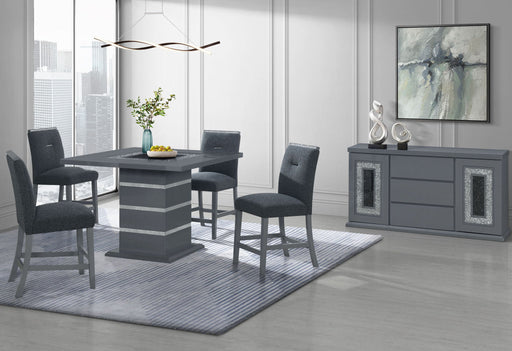 Monaco - 9 Piece Dining Room Set (Bar Table And 8 Bar Stools) - Dark Gray