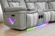 U55 - 3 Piece Power Sectional With Bluetooth Speaker, And Wireless Charger, Multi Color LED - Gray / Beige - alternate view 3