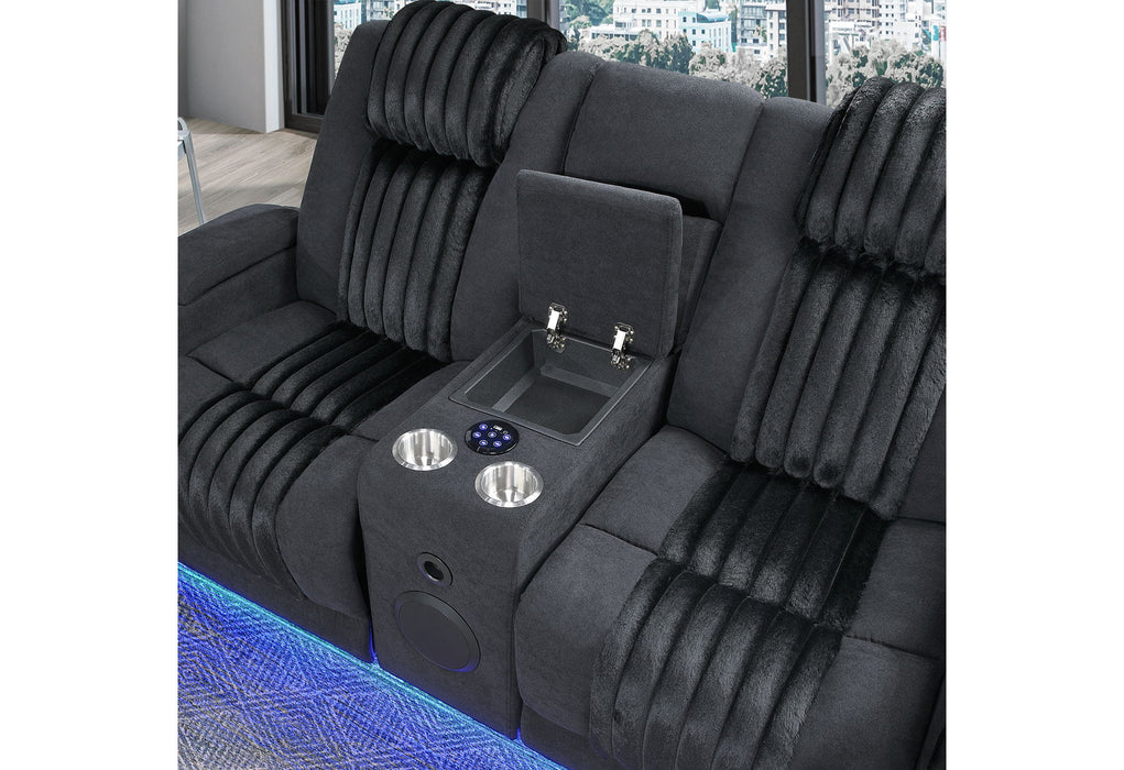 U8000 - 2 Piece Living Room Set (Power Console Reclining Loveseat, Power Reclining Sofa With Power Headrest) - Black - alternate view 2