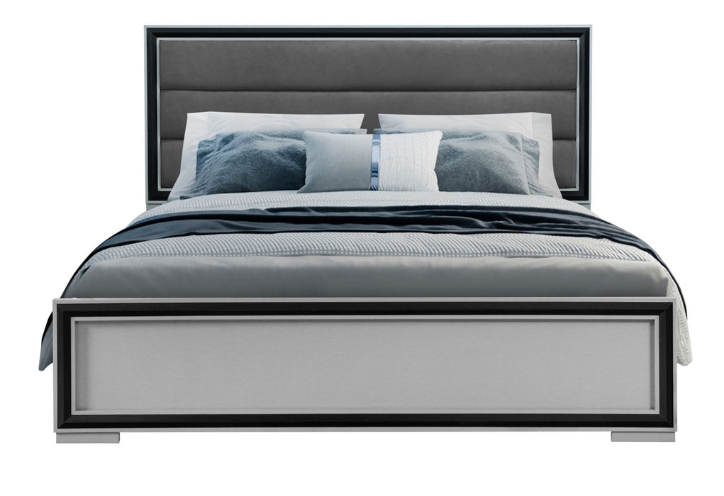 Amelia - King Bed With LED - Gray / Black - alternate view 3