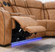 U12 - 3 Piece Power LED Sectional, Power Headrest, Heat, Massage Wireless Charger, And USB - Brown - alternate view 3