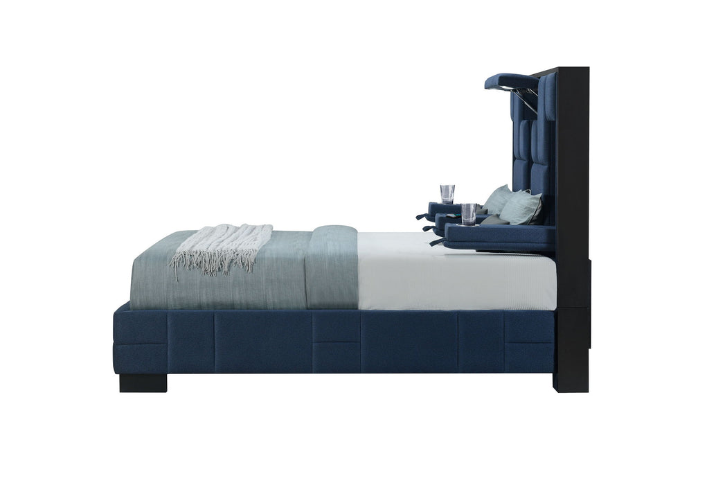 Oscar - Queen Bed Without Wood Trim - Navy Blue - alternate view 3