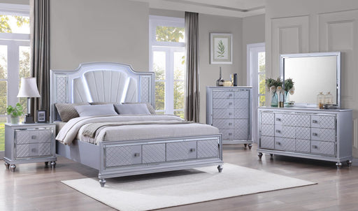 B048 - Nightstand With USB - Shimmer Silver - alternate view 2