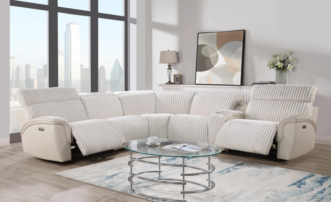U14 - 6 Piece Power Reclining Sectional With Power Headrest - White - alternate view 2