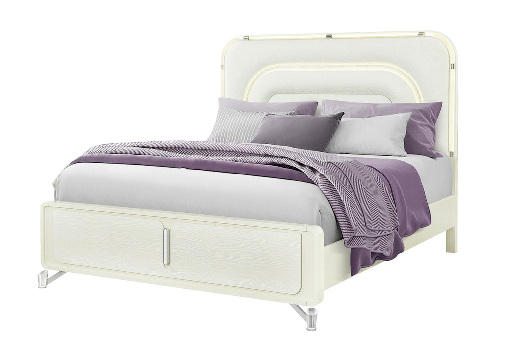 Lyra - King Bed With LED - Beige - alternate view 3
