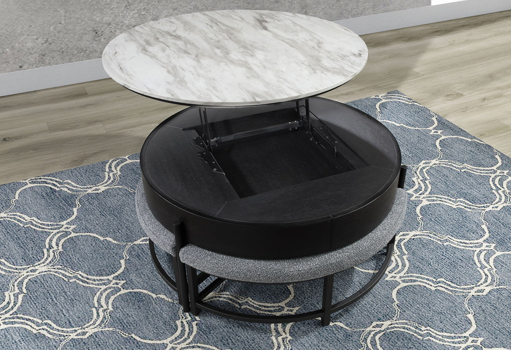 T42 - 4 Piece Living Room Set (Coffee Table With 3 Stools) - Black / Dark Gray - alternate view 2