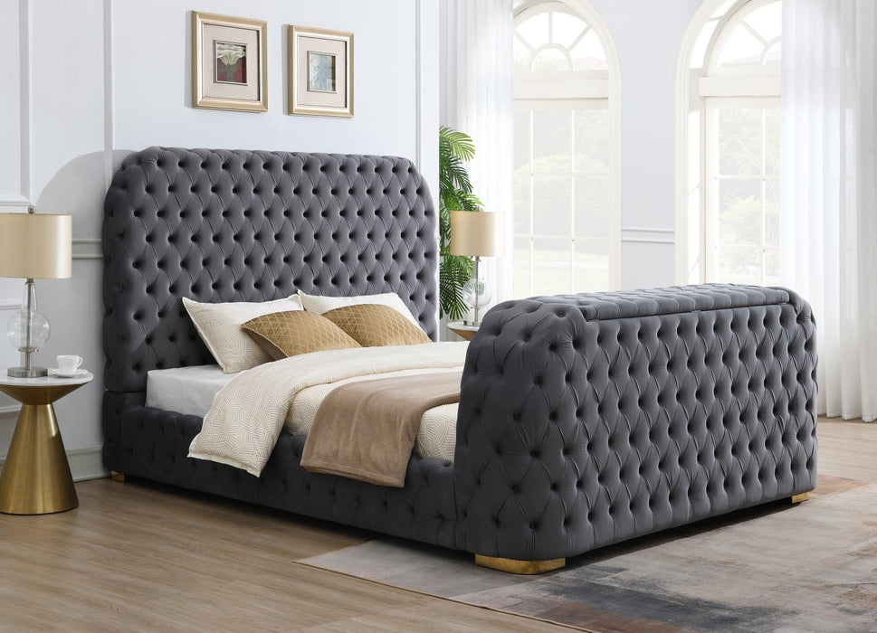B541 - Velvet Bed With Fireplace, TV Mount & Bluetooth Speaker & USB - alternate view 4