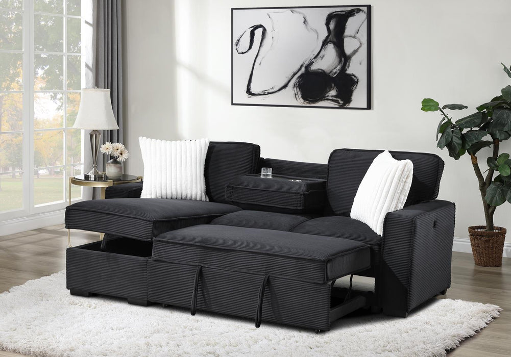 U392 - Sofa Chaise Sectional - Black - alternate view 2