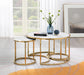 T328 - Gold Coffee Table & 2 End Tables - Gold