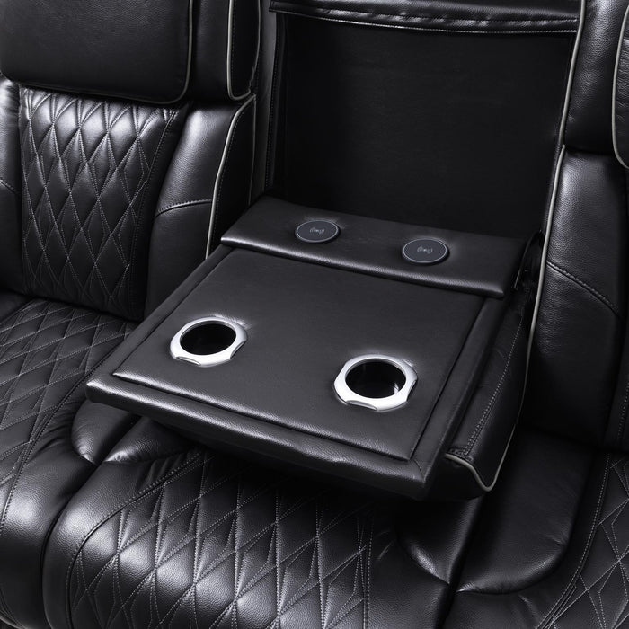 U70 - Power Reclining Sofa With Power Headrest, Reading Light, Massage, Heat, Ambient Lighting - Black - alternate view 3